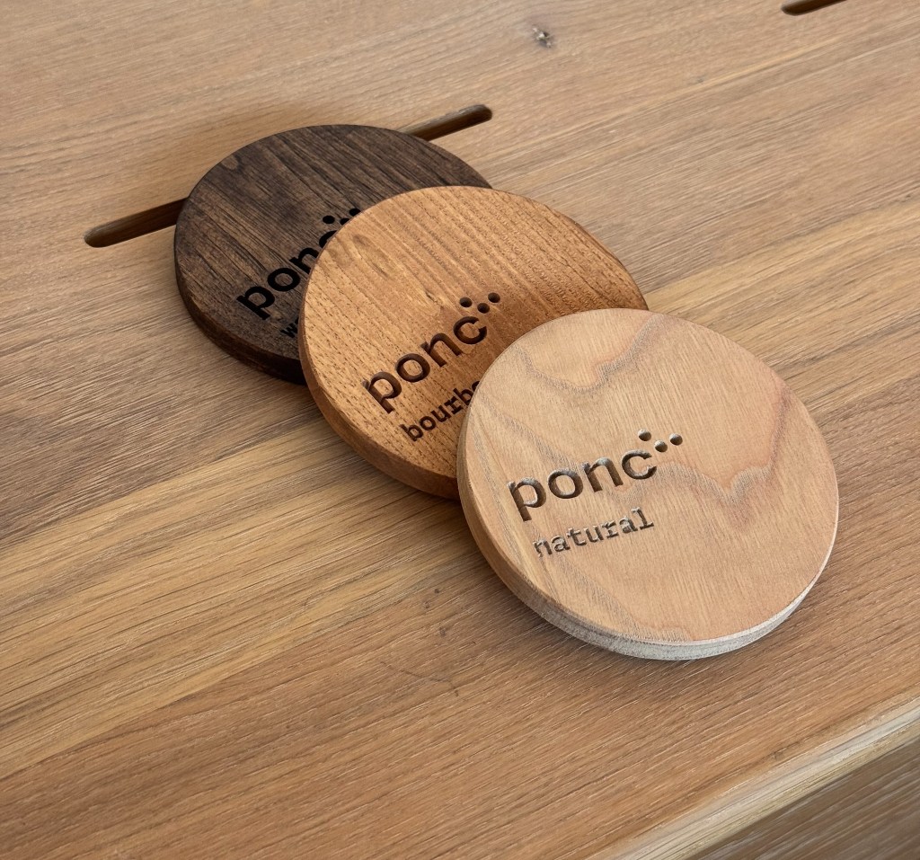 three ponc wood stain samples