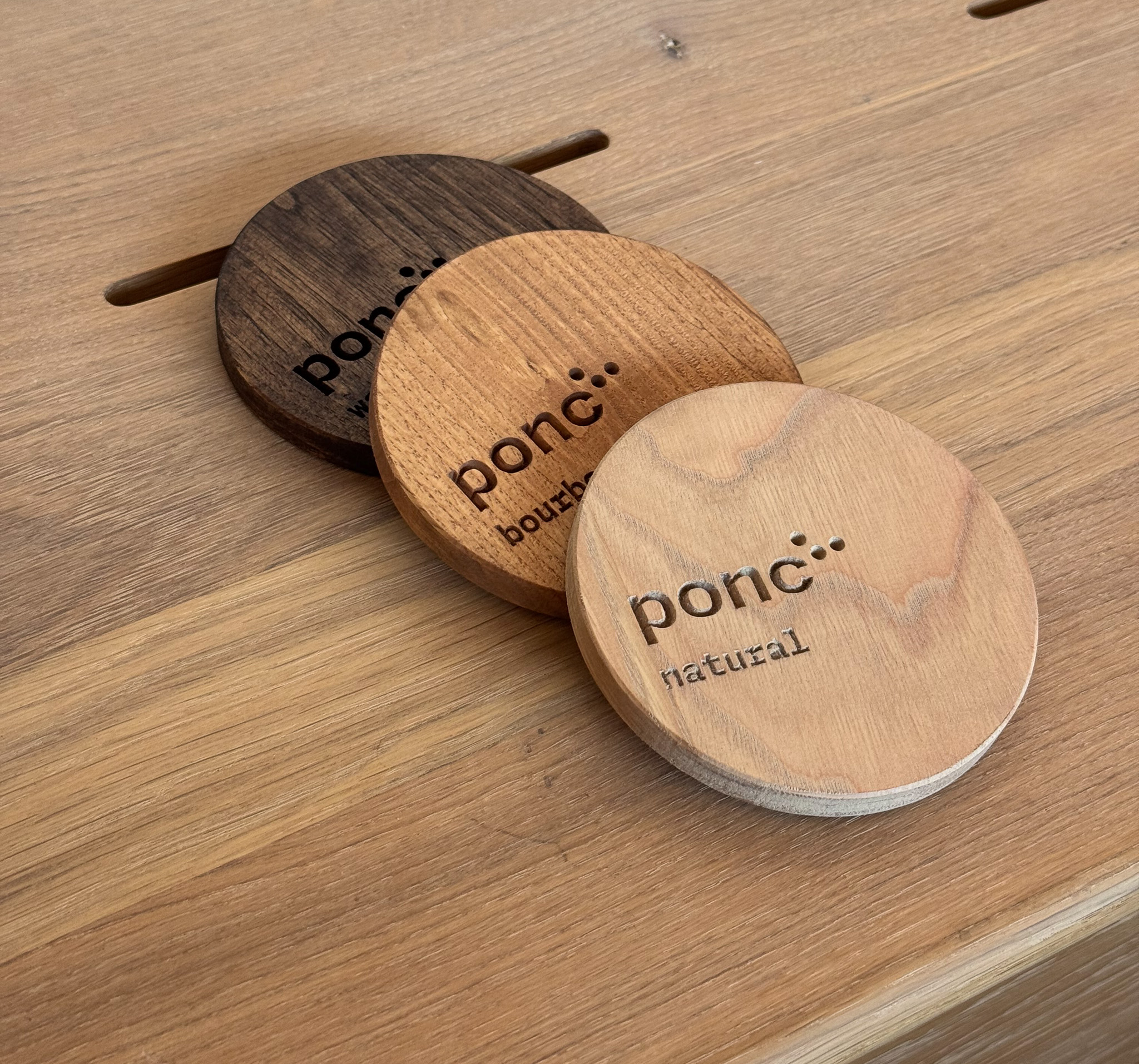 three ponc wood stain samples